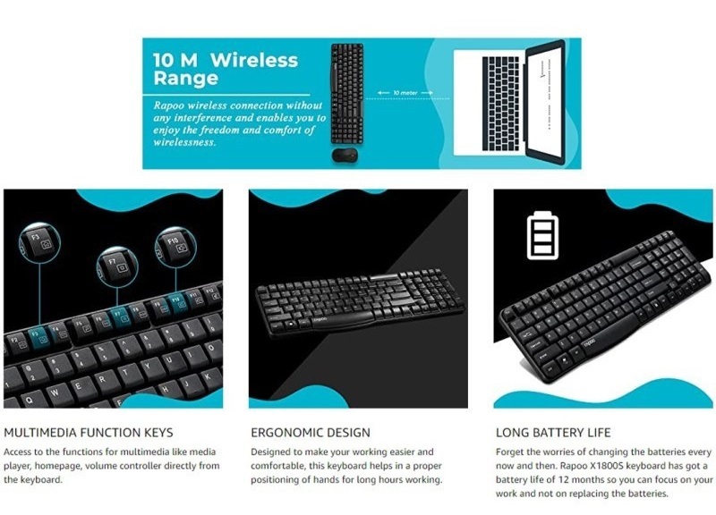 Rapoo X1810 Wireless Keyboard and Mouse 1