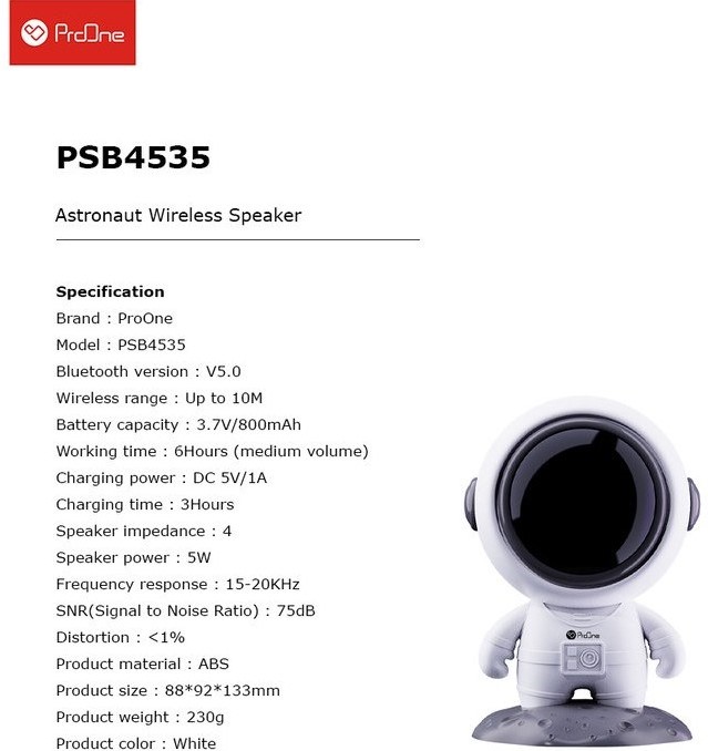 Proone bluetooth speaker model psb4535 3